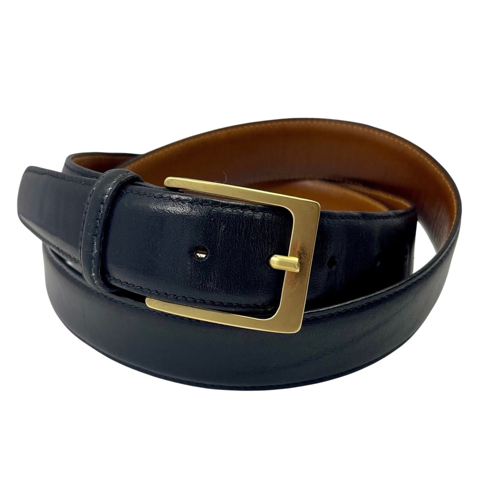 VTG Trafalger Cortina Belt Black Men's 44 Genuine Leather Brass Buckle USA Made